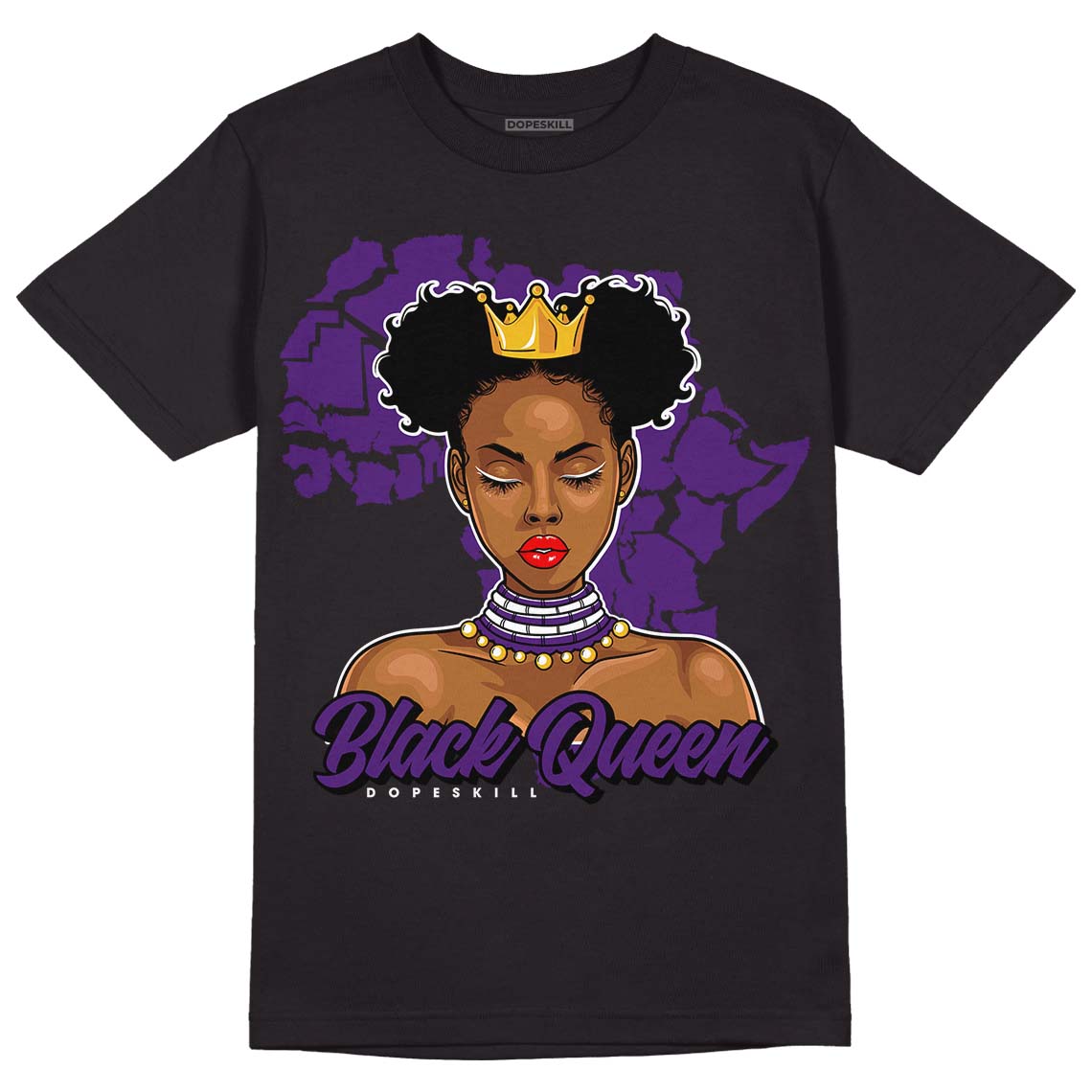 Field Purple 12s DopeSkill T-Shirt Black Queen Graphic