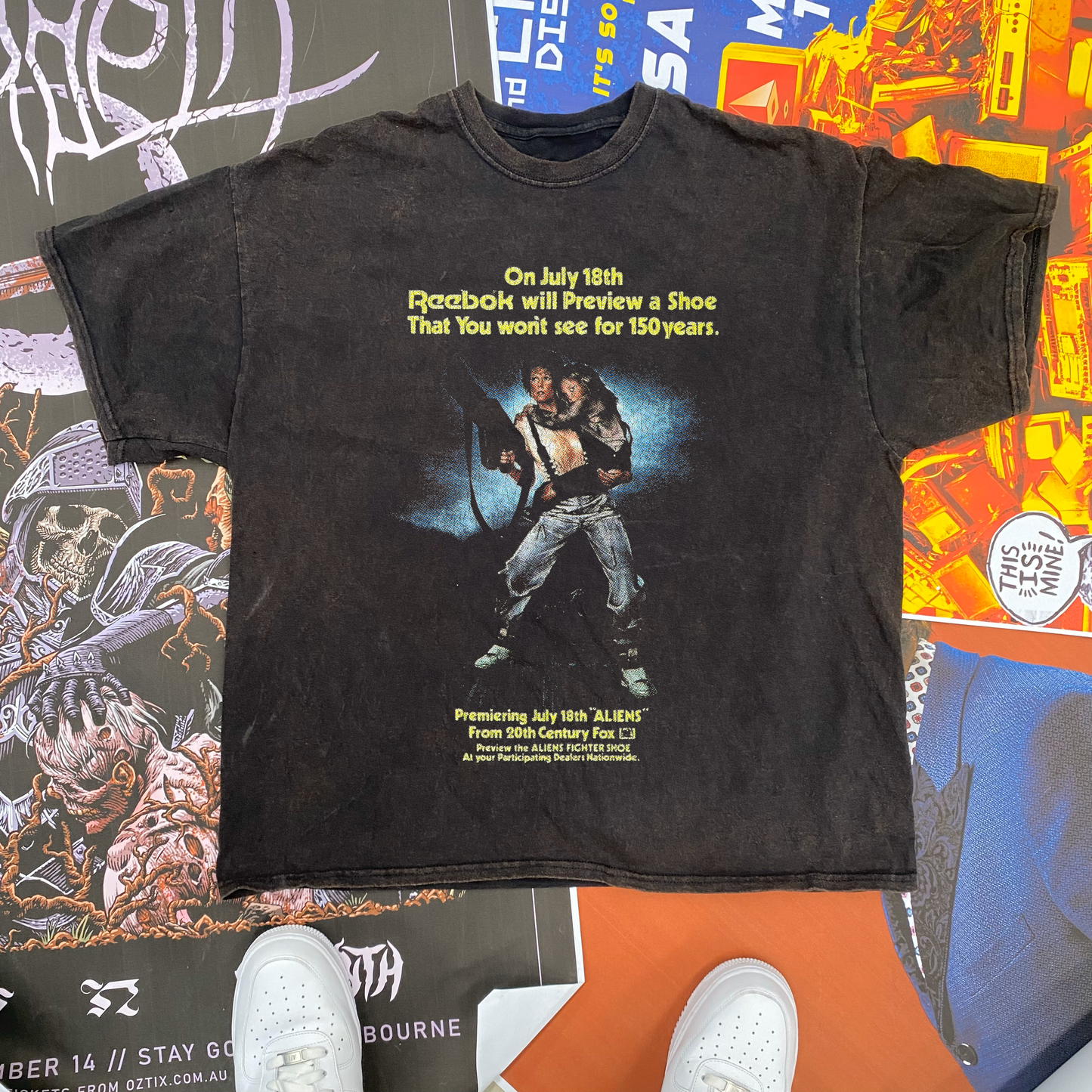 ALIENS X REEBOK VINTAGE BLACK T-SHIRT