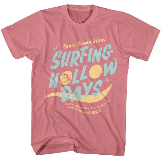 Bruce Brown Films - Hollow Days - American Classics - Solid Pink Adult Short Sleeve T-Shirt