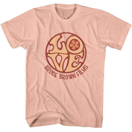 Bruce Brown Films - Love - American Classics - Solid Orange Adult Short Sleeve T-Shirt