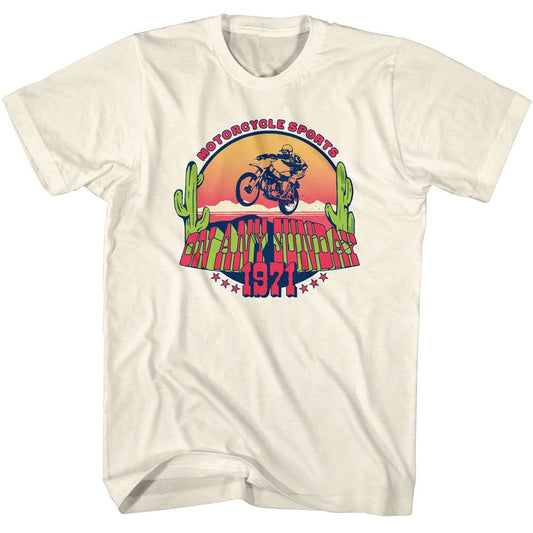 Bruce Brown Films - Motorcycle Sports 71 - American Classics - Solid Off-White Adult Short Sleeve T-Shirt