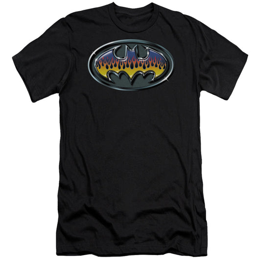 Batman Hot Rod Shield Premium Bella Canvas Slim Fit Mens T Shirt Black