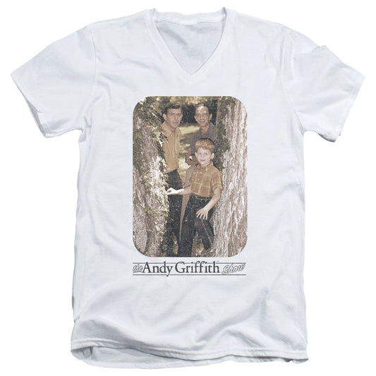 Andy Griffith Tree Photo Mens Slim Fit V-Neck T Shirt White