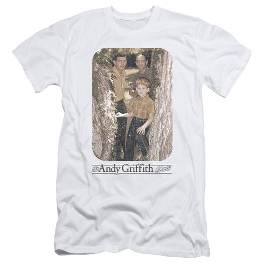 Andy Griffith Tree Photo Slim Fit Mens T Shirt White