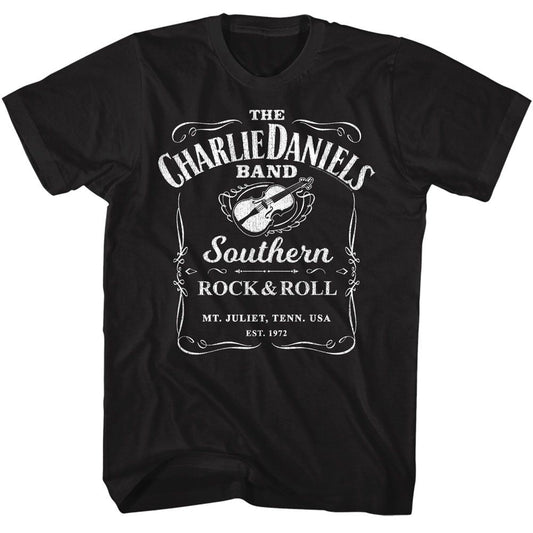 Charlie Daniels Band - Label - American Classics - Solid Black Adult Short Sleeve T-Shirt