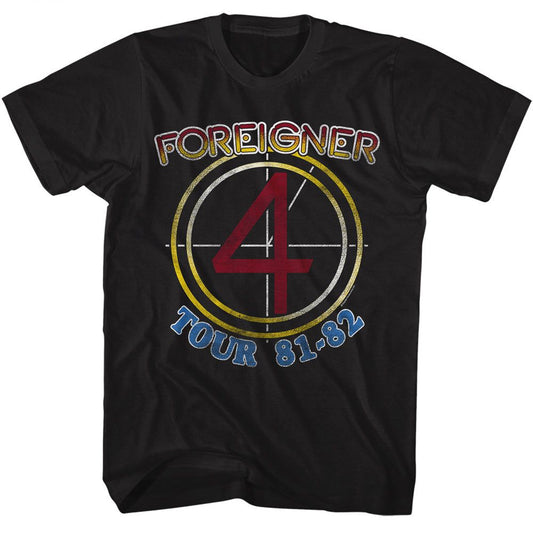 Foreigner - Tour 81 82 - American Classics - Solid Black Adult Short Sleeve T-Shirt