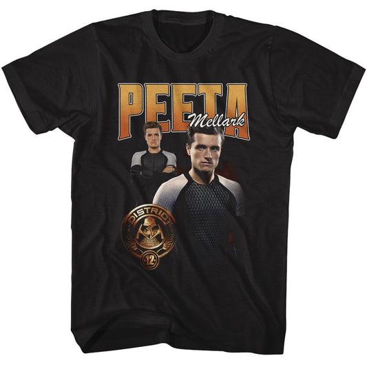 Hunger Games - Peeta Duo Photo - American Classics - Solid Black Adult Short Sleeve T-Shirt