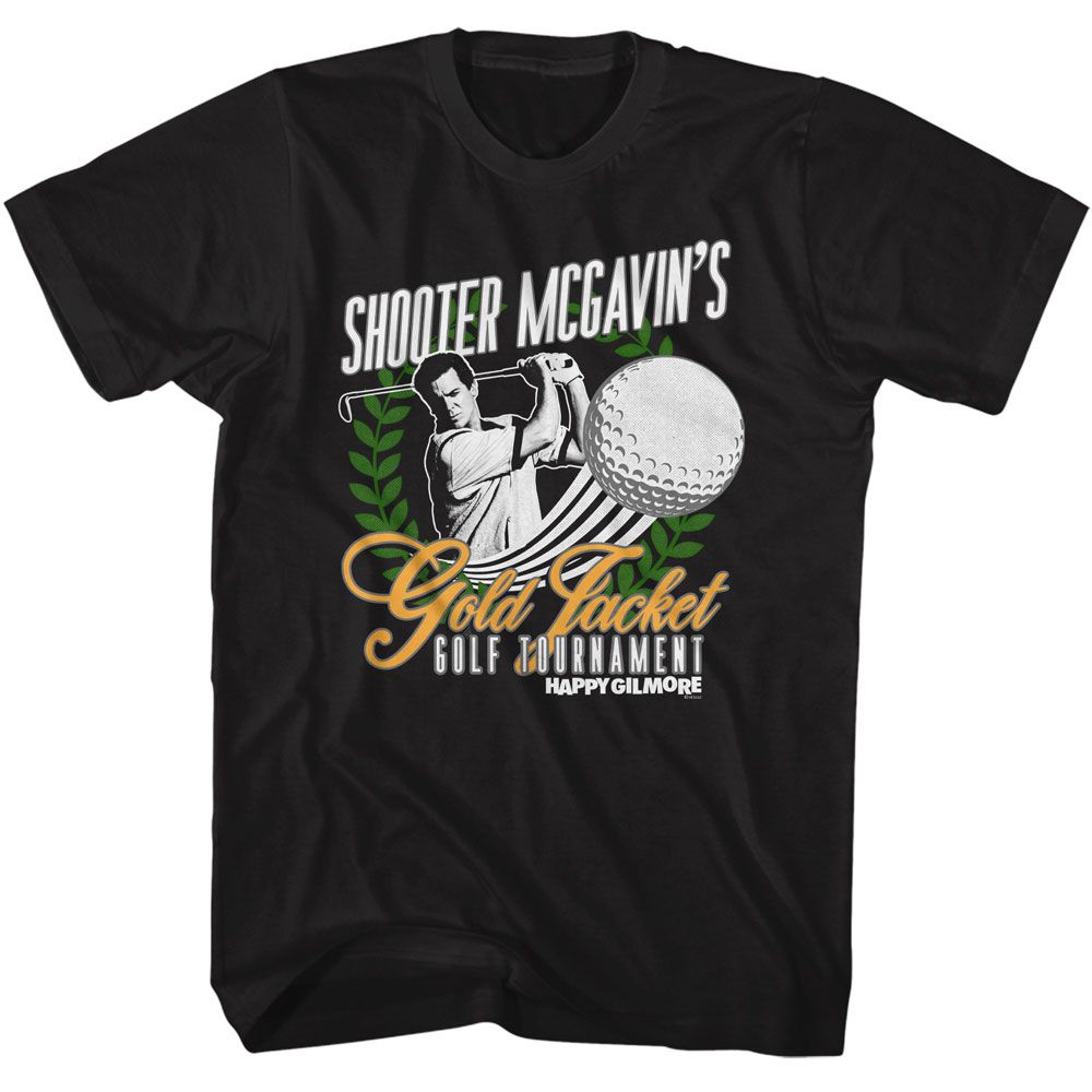 Happy Gilmore - Gold Jacket Tournament - American Classics - Solid Black Adult Short Sleeve T-Shirt