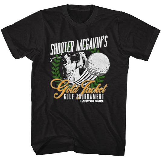Happy Gilmore - Gold Jacket Tournament - American Classics - Solid Black Adult Short Sleeve T-Shirt