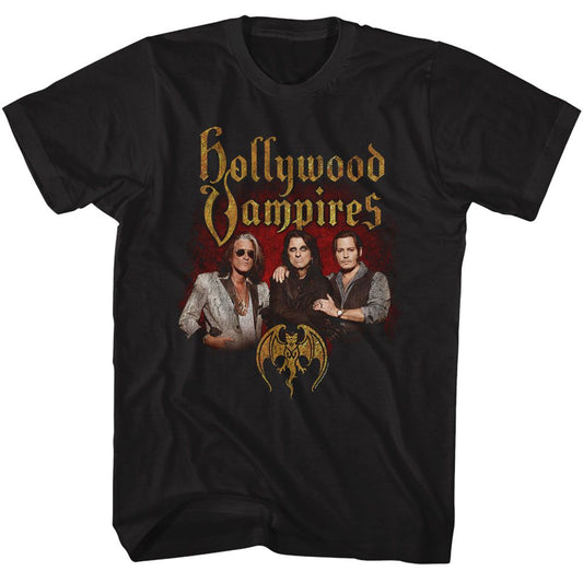 Hollywood Vampires - Band Photo - American Classics - Solid Black Adult Short Sleeve T-Shirt