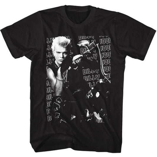 Billy Idol - Motorcycle Photo - American Classics - Solid Black Adult Short Sleeve T-Shirt