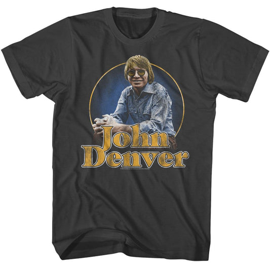 John Denver - Sitting Photo - American Classics - Solid Gray Adult Short Sleeve T-Shirt