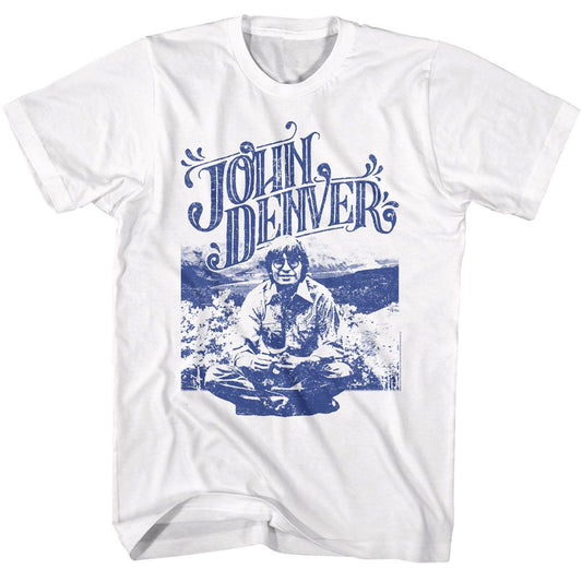 John Denver - In Field Photo - American Classics - Solid White Adult Short Sleeve T-Shirt