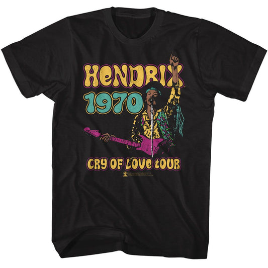 Jimi Hendrix - Cry Of Love Tour - American Classics - Solid Black Adult Short Sleeve T-Shirt