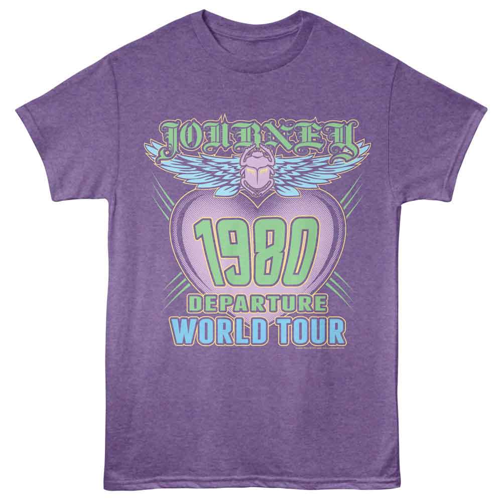Journey - Departure World Tour - American Classics - Purple Front Print Heather Adult Short Sleeve T-Shirt