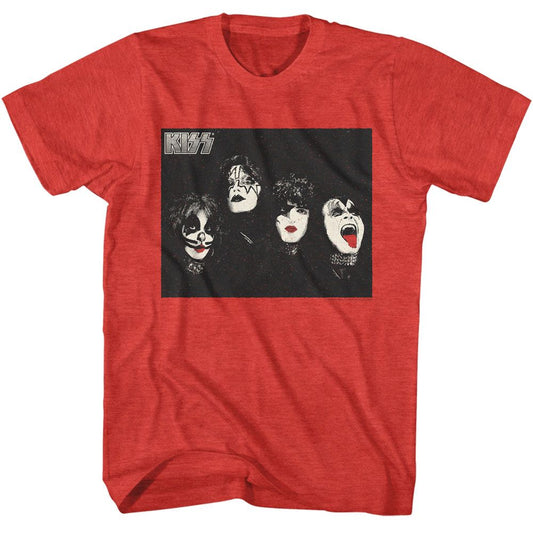 KISS - Halftone Photo - American Classics - Heather Red Adult Short Sleeve T-Shirt