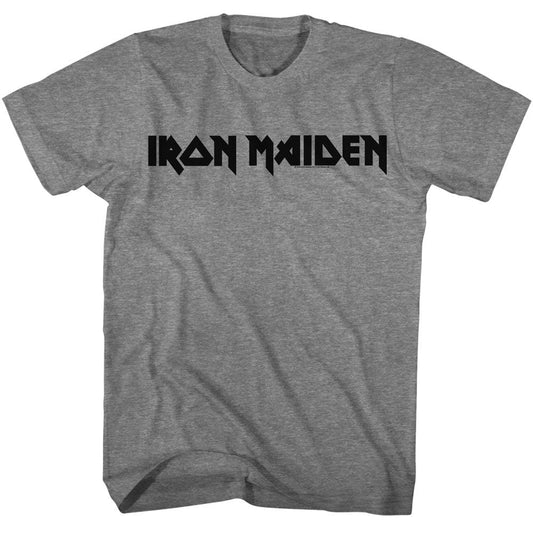 Iron Maiden - 1 Color Logo - American Classics - Heather Gray Adult Short Sleeve T-Shirt