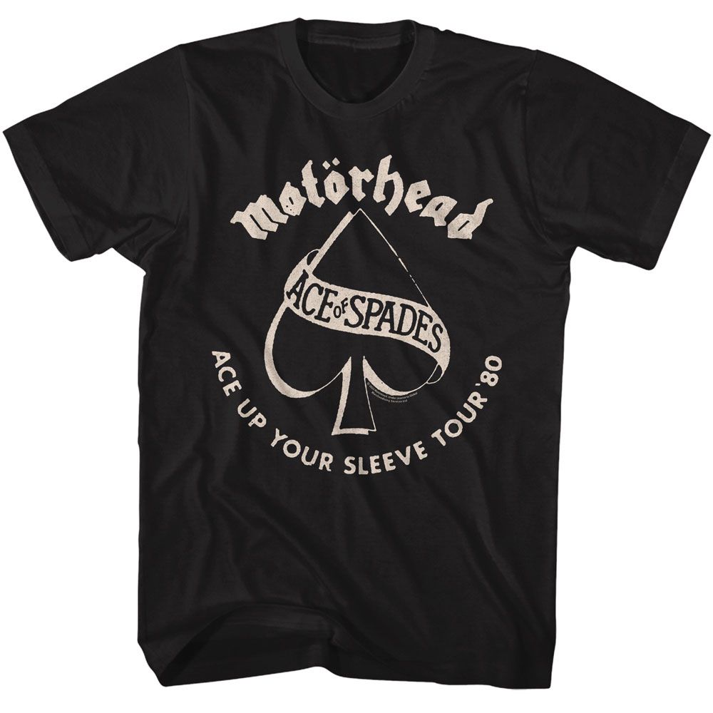 Motorhead - Ace Tour 80 - American Classics - Solid Black Adult Short Sleeve T-Shirt