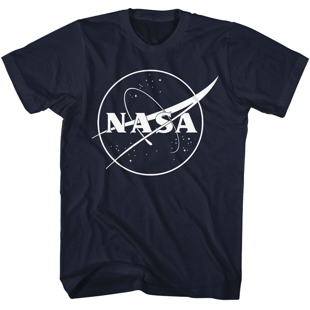 NASA - Meatball Logo One Color - American Classics - Solid Blue Adult Short Sleeve T-Shirt