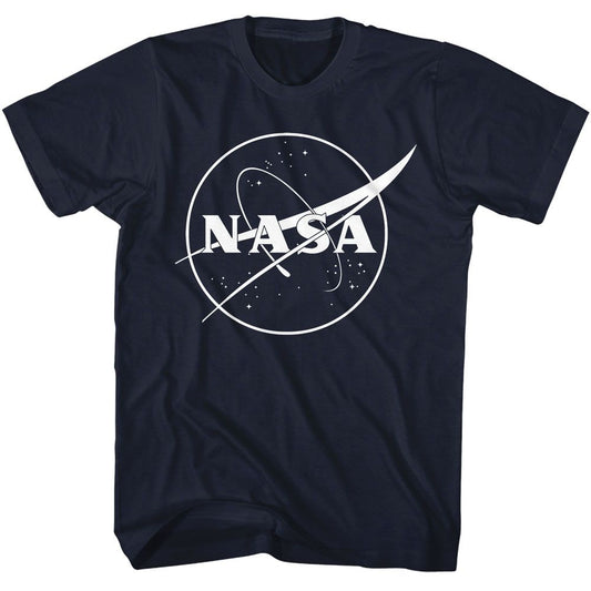 NASA - Meatball Logo One Color - American Classics - Solid Blue Adult Short Sleeve T-Shirt