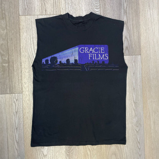 'GRACIE FILMS' CUT-OFF BLACK T-SHIRT