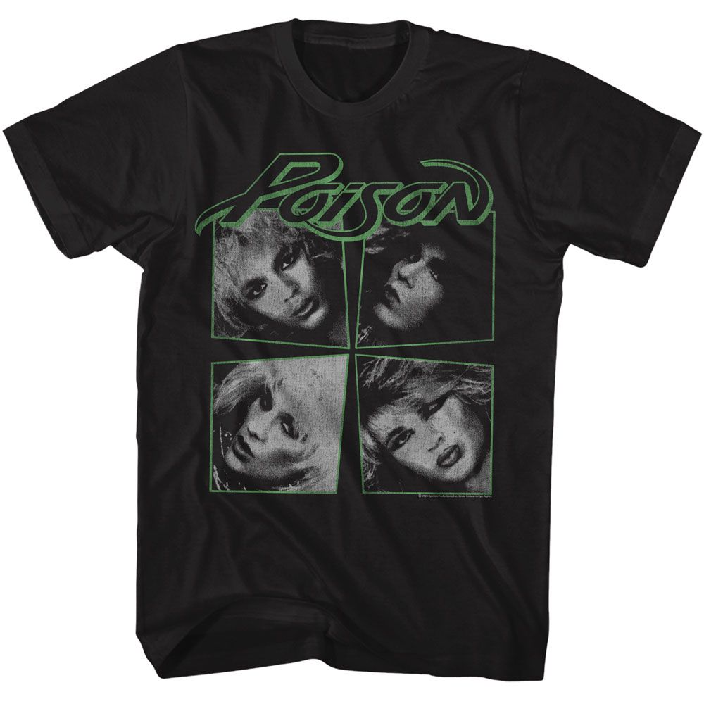 Poison - I Want Action Four Photos - American Classics - Solid Black Adult Short Sleeve T-Shirt