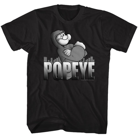 Popeye - Hoodie - American Classics - Solid Black Adult Short Sleeve T-Shirt