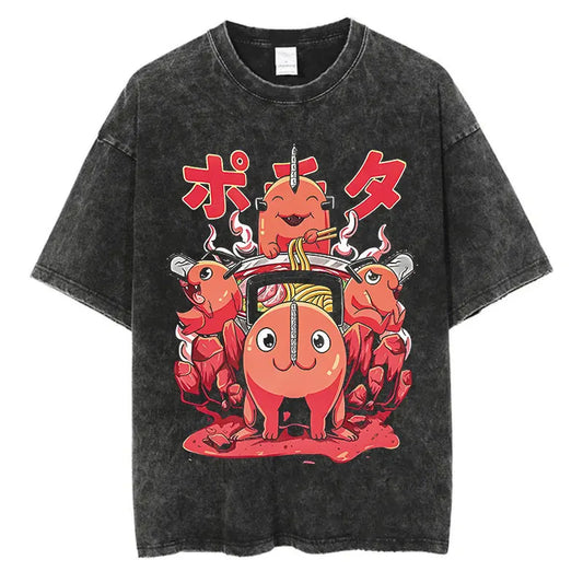 Chainsaw Man Pochita Shirt Vintage Style Anime Graphic Tee Style001