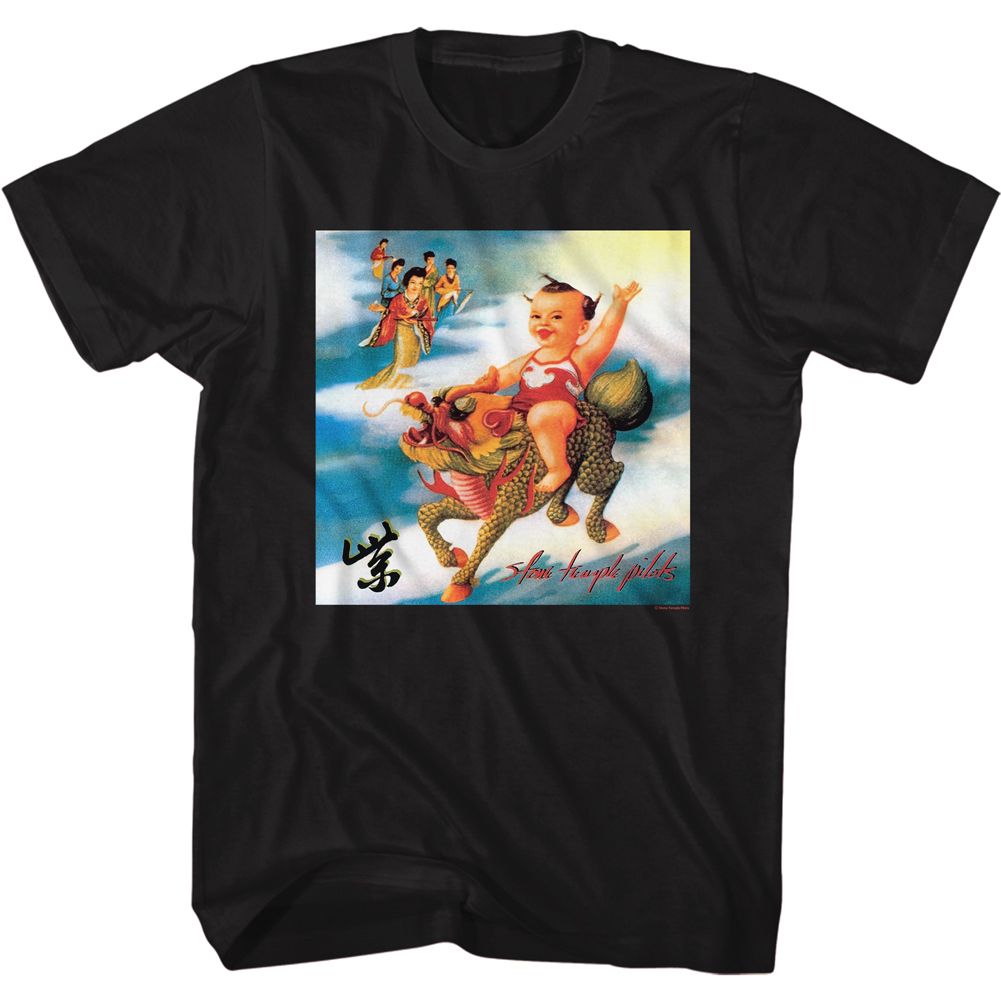 Stone Temple Pilots - Baby On Dragon - American Classics - Solid Black Adult Short Sleeve T-Shirt