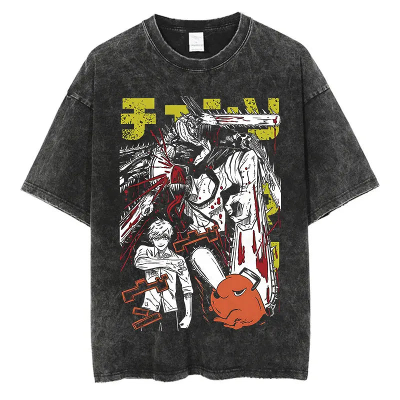 Chainsaw Man Denji Shirt Vintage Style Anime Graphic Tee Style003