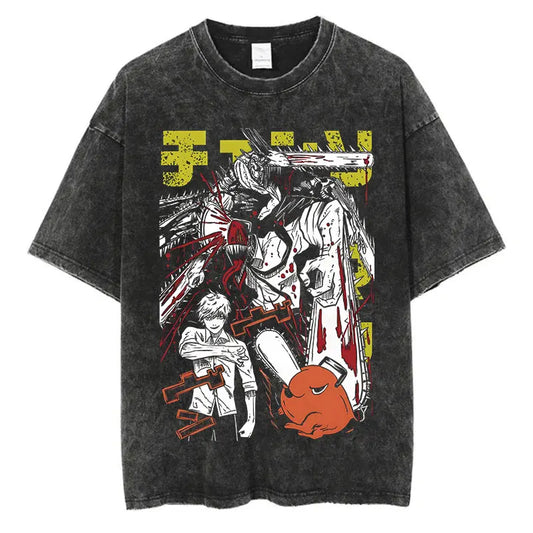 Chainsaw Man Denji Shirt Vintage Style Anime Graphic Tee Style003