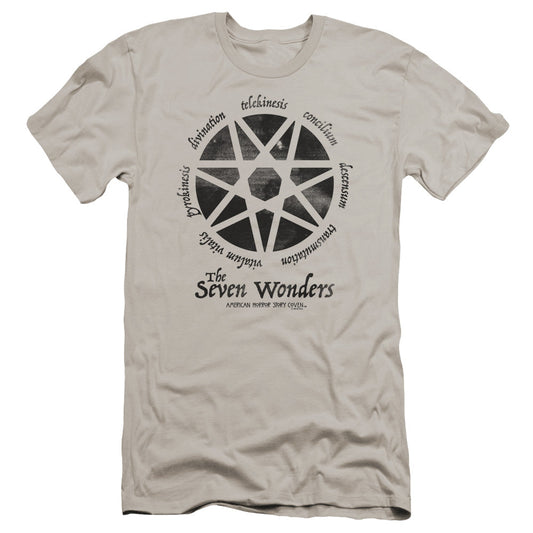 American Horror Story Seven Wonders Premium Bella Canvas Slim Fit Mens T Shirt Silver