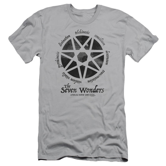 American Horror Story Seven Wonders Slim Fit Mens T Shirt Silver