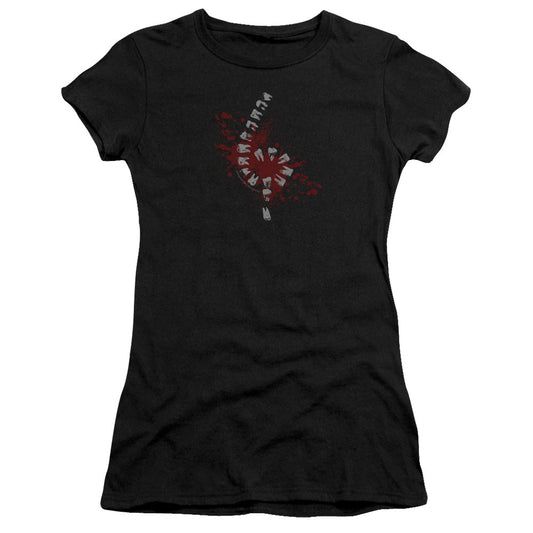 American Horror Story Teeth Junior Sheer Cap Sleeve Womens T Shirt Black