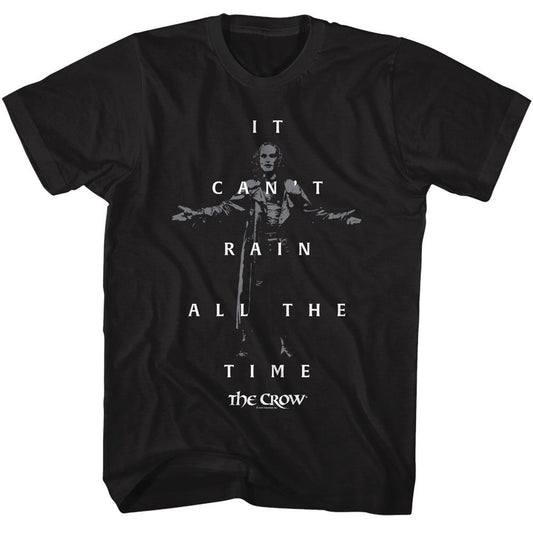 The Crow - Cant Rain Quote And Photo - American Classics - Solid Black Adult Short Sleeve T-Shirt