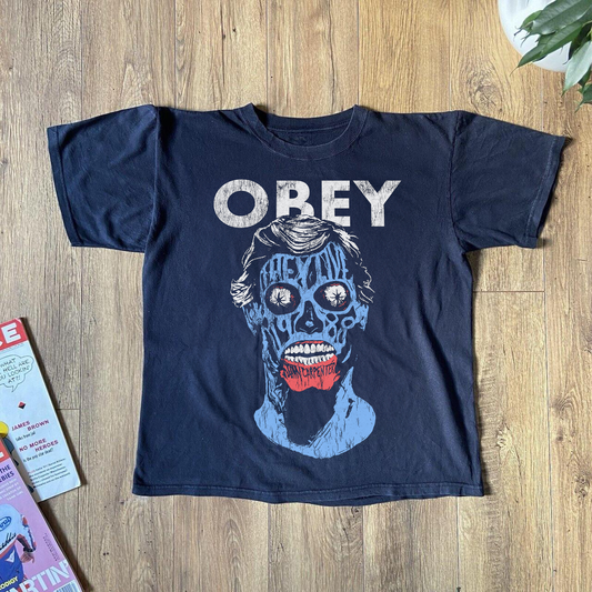 'THEY LIVE' OBEY VINTAGE BLACK T-SHIRT