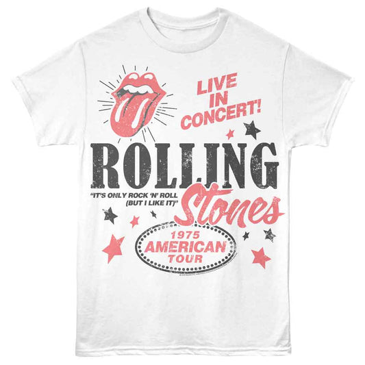Rolling Stones - 1975 American Tour - American Classics - White Front Print Adult Short Sleeve T-Shirt