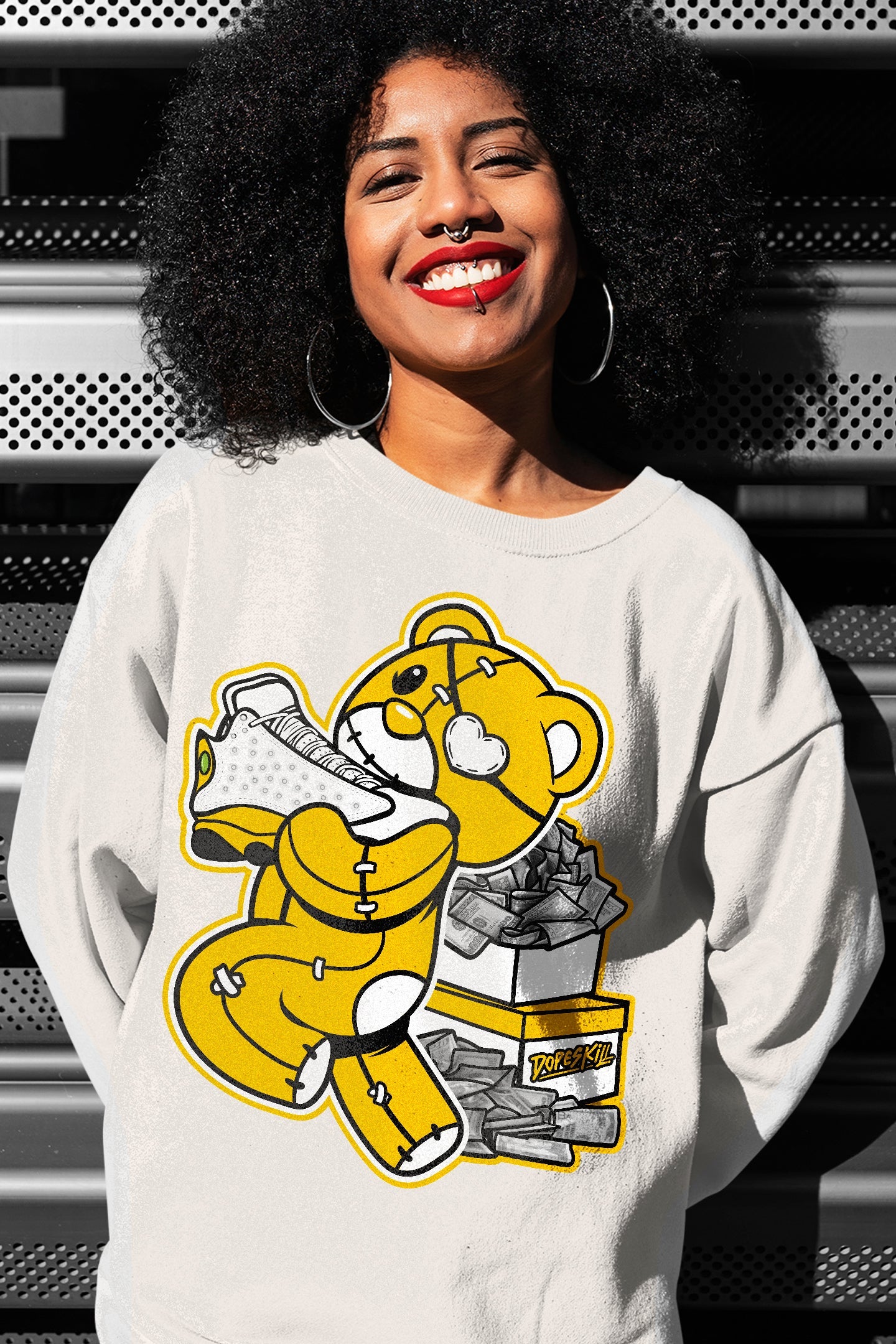 AJ 13 Del Sol DopeSkill Sweatshirt Bear Steals Sneaker Graphic