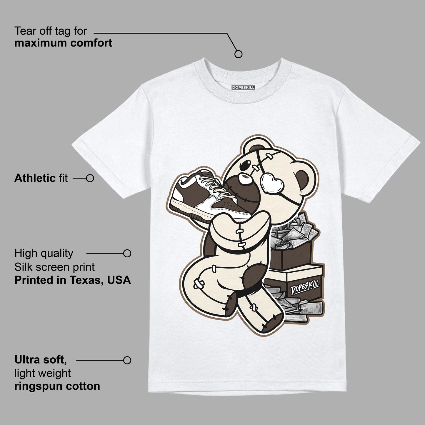 AJ 1 Low OG ‚ÄúReverse Mocha‚Äù DopeSkill T-Shirt Bear Steals Sneaker Graphic