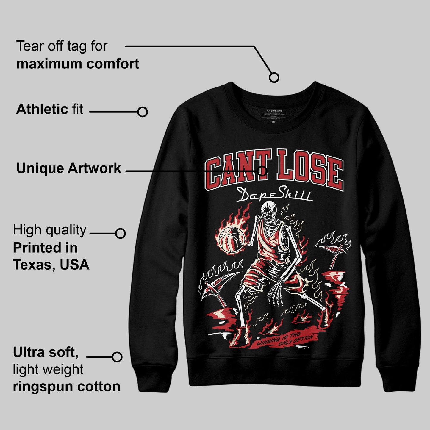 Black Toe Reimagined 1s DopeSkill Sweatshirt Cant Lose Graphic