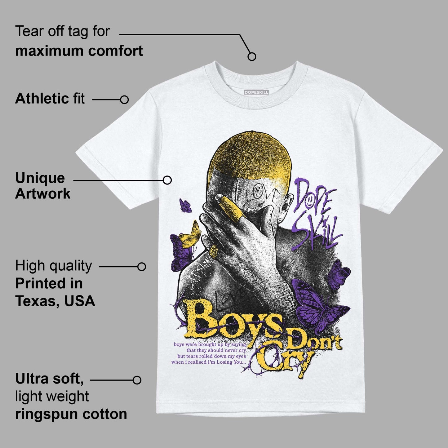 Field Purple 12s DopeSkill T-Shirt Boys Don't Cry Graphic