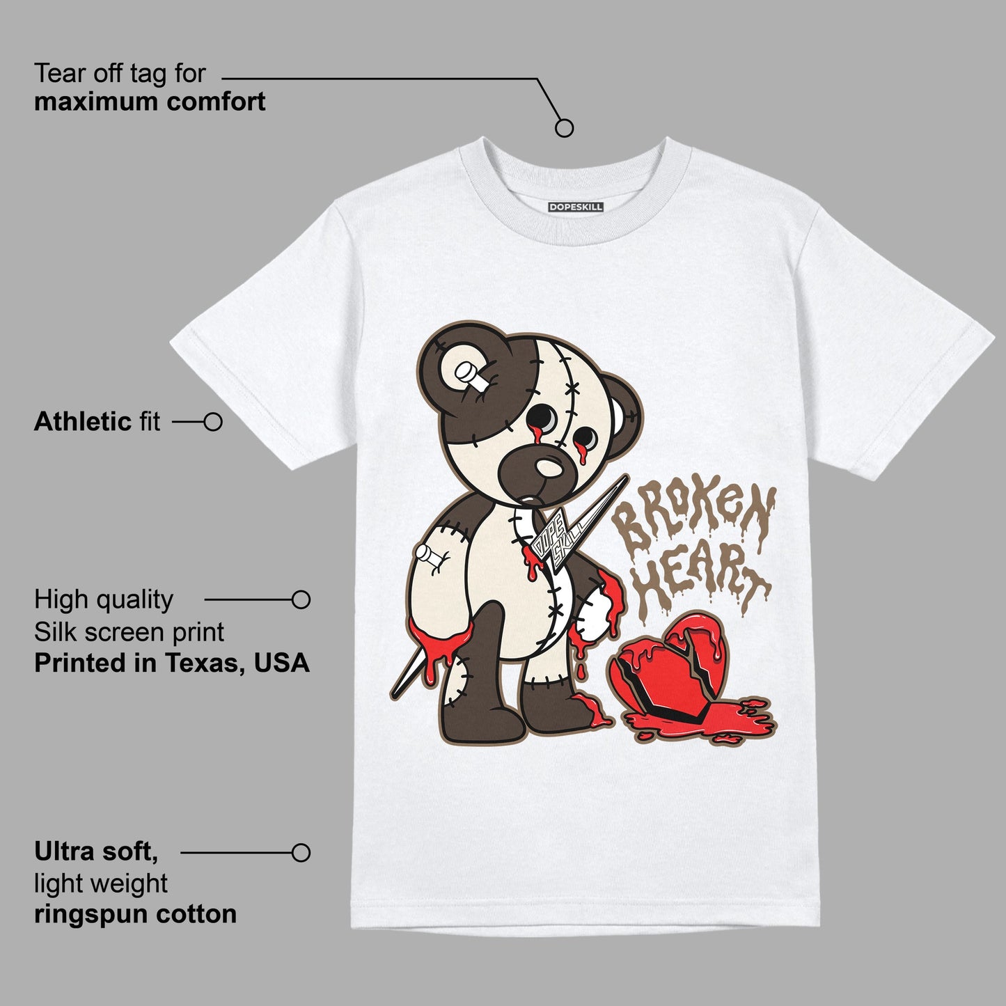 AJ 1 Low OG ‚ÄúReverse Mocha‚Äù DopeSkill T-Shirt Broken Heart Graphic