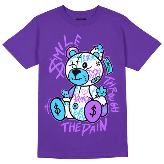 AJ 13 Court Purple DopeSkill Purple T-shirt Smile Through The Pain Graphic
