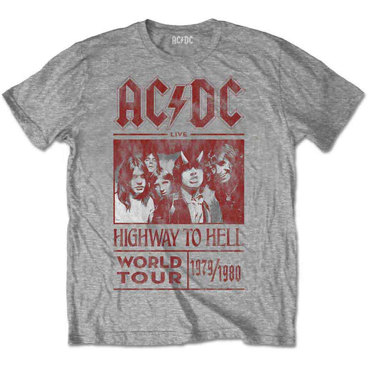 AC/DC Highway to Hell World Tour 1979 1980 T Shirt Grey