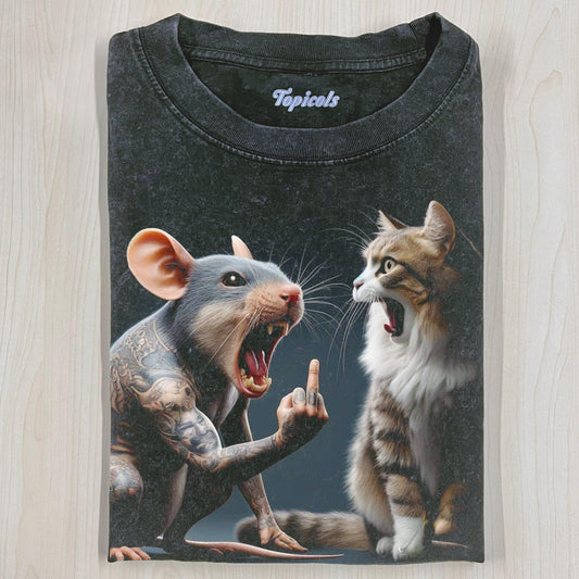 FUNNY MOUSE AND CAT T-SHIRT Style001
