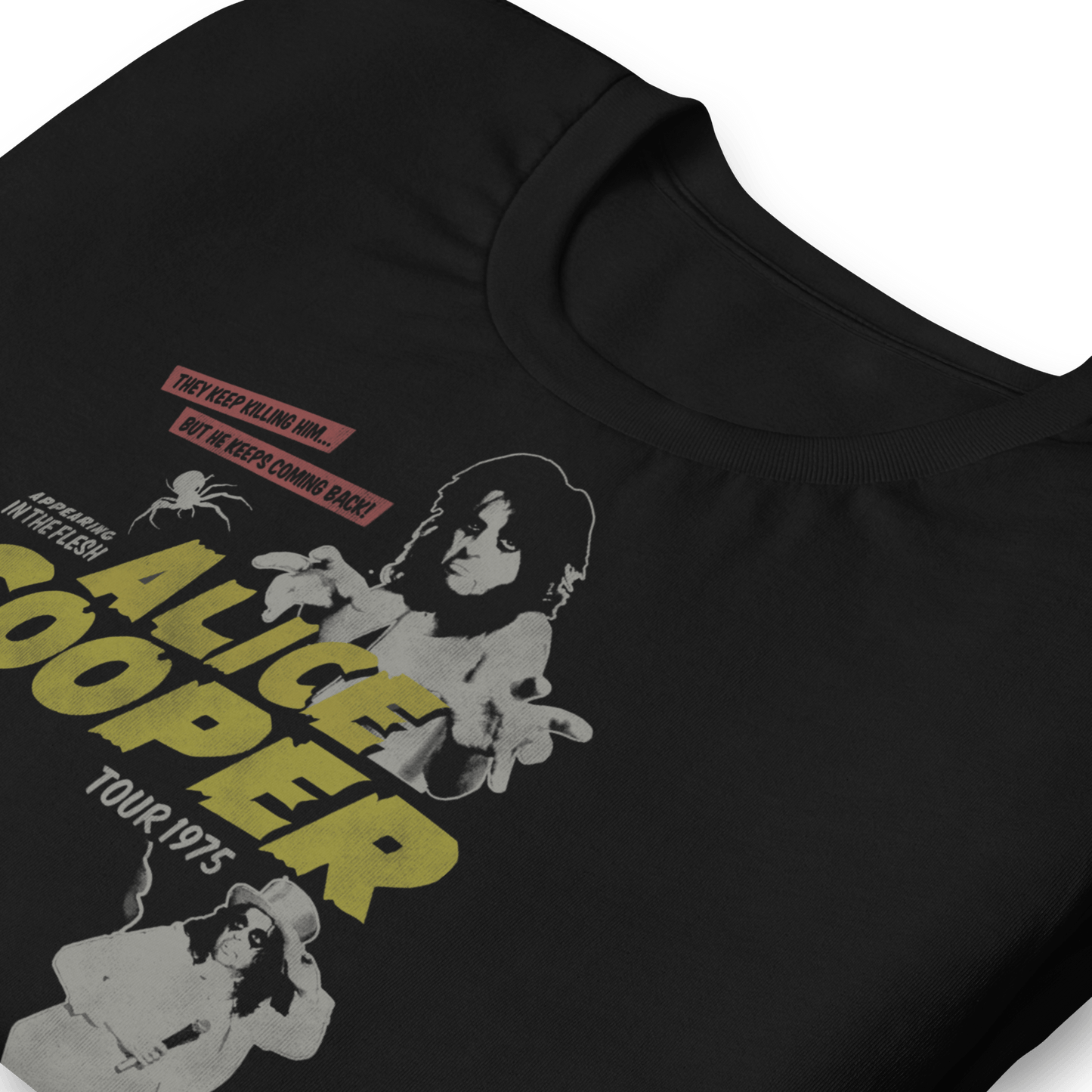 Alice Cooper 1975 Tour Vintage Mens T Shirt Black