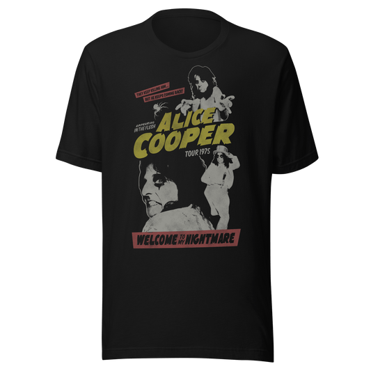 Alice Cooper 1975 Tour Vintage Mens T Shirt Black