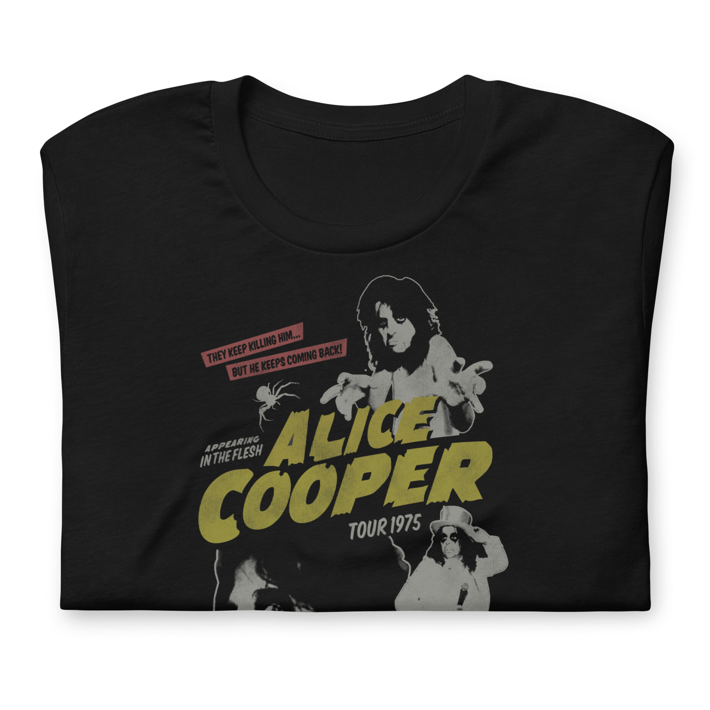 Alice Cooper 1975 Tour Vintage Mens T Shirt Black