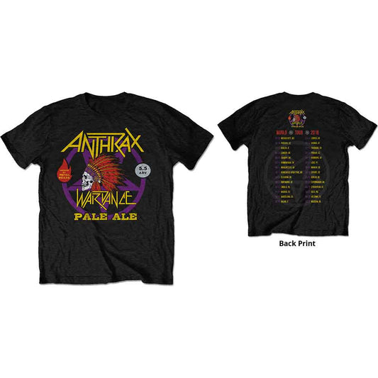 Anthrax War Dance Paul Ale World Tour 2018 T Shirt Black