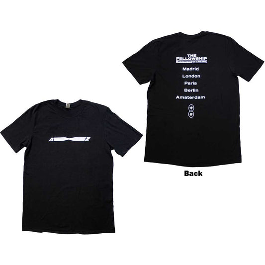 Ateez Fellowship Tour Euro Logo Mens T Shirt Black